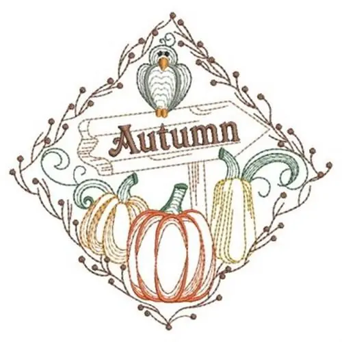 Vintage Autumn Pumpkin Sign Embroidery Design Factory Price