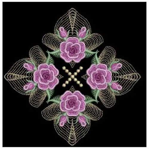 Diamond Rose Quilt Block Embroidery Design Worldwide Shipping