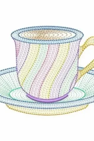 Authentic Tea Cup Embroidery Design