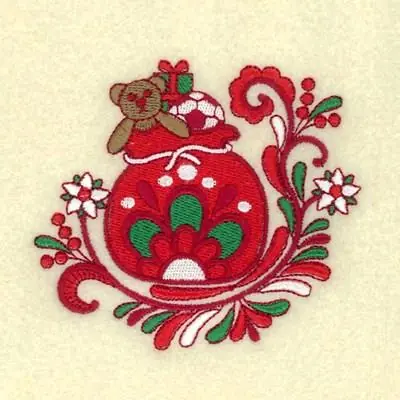 Jacobean Santas Toy Bag Embroidery Design Same Day Shipping