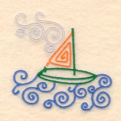 Hot Deal Sailboat Swirl Embroidery Design