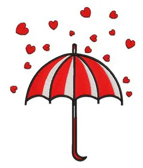Umbrella Hearts Embroidery Design Hot Deal