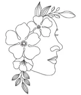Lady Floral Head Embroidery Design New Release