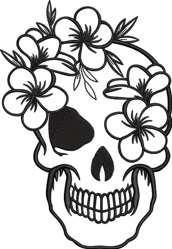 Plumeria Blooms Skull Embroidery Design Buy Online