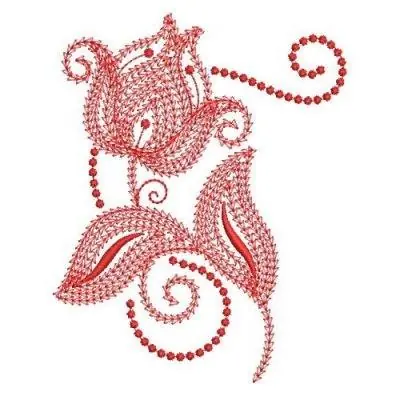 Redwork Swirl Flower Embroidery Design Deal