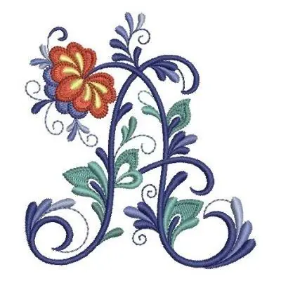 Delft Floral Alphabet A Embroidery Design Price Cut