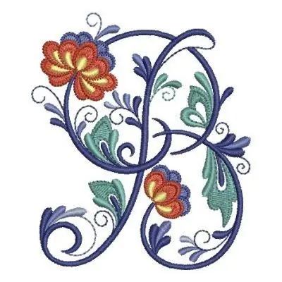 Viral Delft Floral Alphabet B Embroidery Design