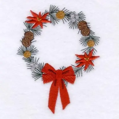 Same Day Shipping Poinsettia Wreath Embroidery Design