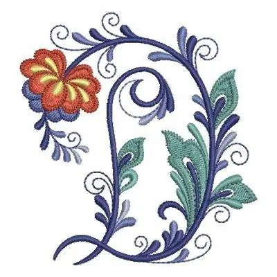 Delft Floral Alphabet D Embroidery Design Super Sale