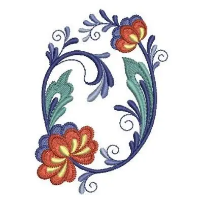 New Arrival Delft Floral Alphabet O Embroidery Design