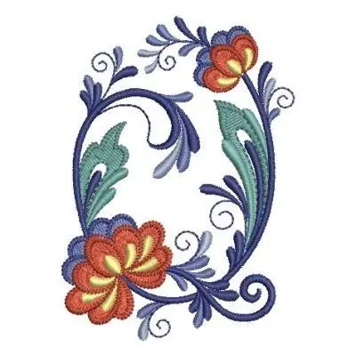 Cheap Delft Floral Alphabet Q Embroidery Design