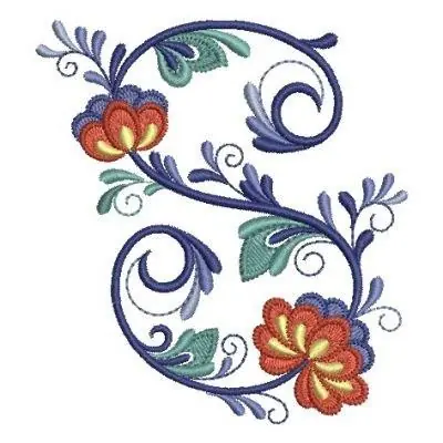 Delft Floral Alphabet S Embroidery Design Grab Now