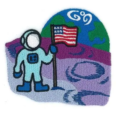 Best Seller Placing Flag On Moon Embroidery Design