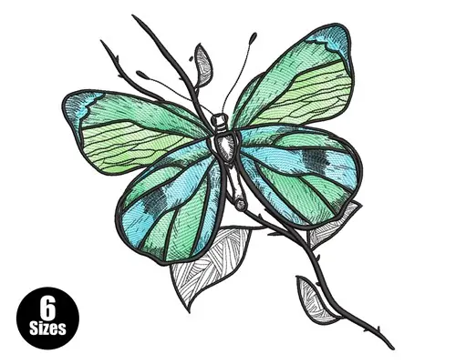 Flash Sale Blue Butterfly Embroidery Design