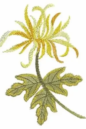 Yellow Watercolor Flower Embroidery Design Original