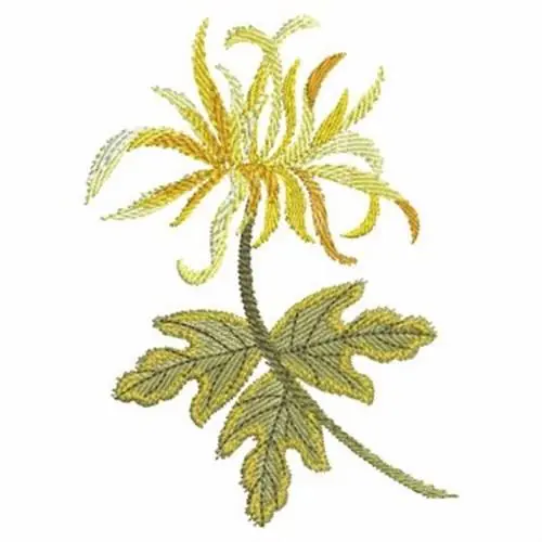 Yellow Watercolor Flower Embroidery Design Original