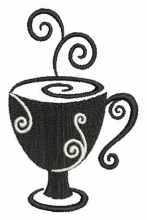 Bulk Order Steaming Coffee Silhouette Embroidery Design