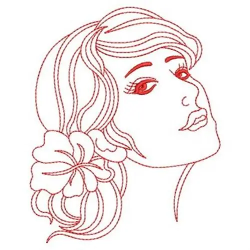 Floral Woman Redwork Embroidery Design Affordable