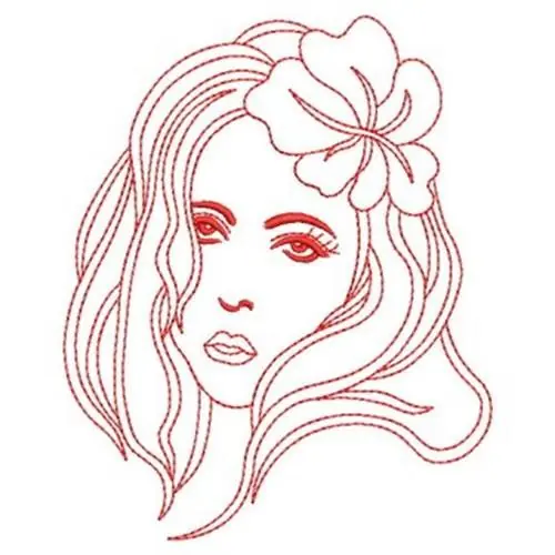 Buy Today Floral Woman Redwork Embroidery Design