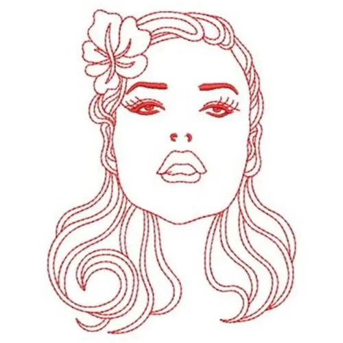 Pretty Woman Redwork Embroidery Design Direct From Factory