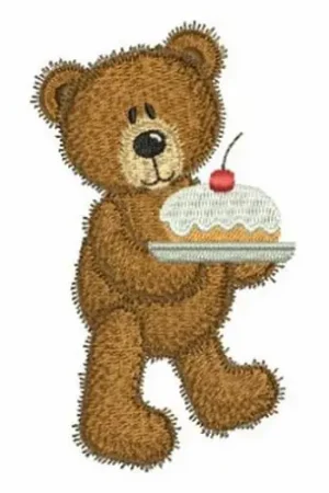 Bear with Cake Embroidery Design Today Only