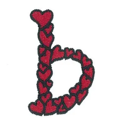 Hearts Lower Case B Embroidery Design Top Rated