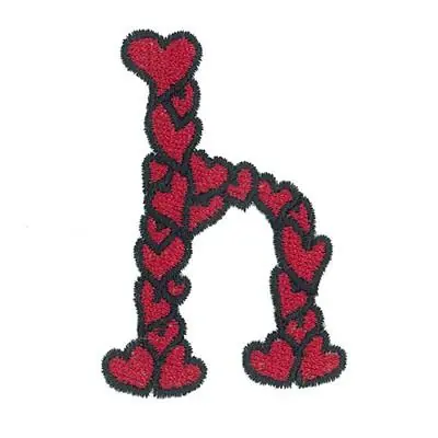 Hearts Lower Case H Embroidery Design Best Seller