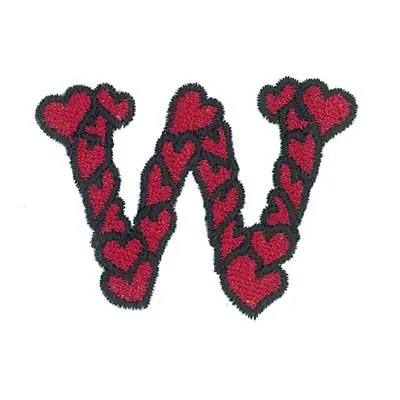 Hearts Lower Case W Embroidery Design Buy Online