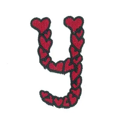 Warranty Included Hearts Lower Case Y Embroidery Design