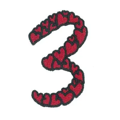 Clearance Hearts Number 3 Embroidery Design