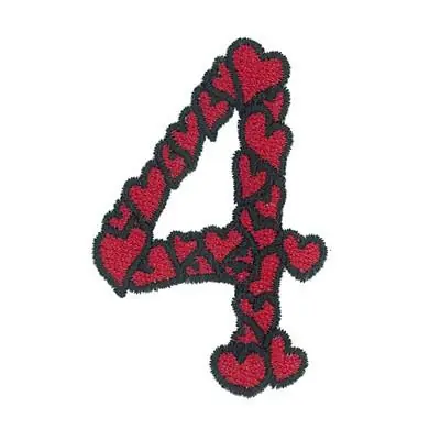 Hearts Number 4 Embroidery Design Holiday Sale