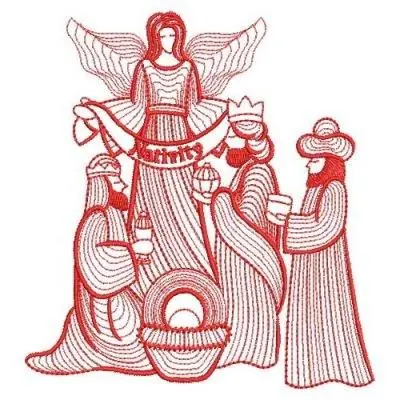 Must Have Redwork Magi Angel Embroidery Design