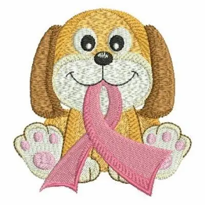 Awareness Ribbon Dog Embroidery Design Next Day Delivery