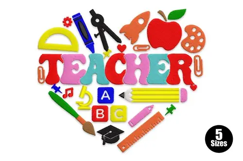 Buy Direct Teacher Heart Embroidery Design