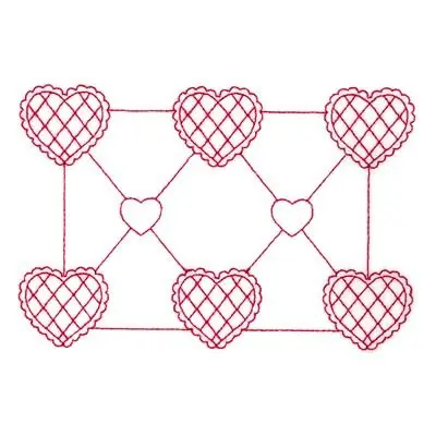 Redwork Hearts Embroidery Design Affordable