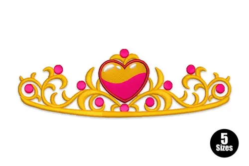 Heart Tiara Embroidery Design Genuine
