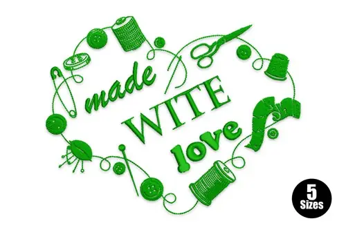 Made With Love Embroidery Design Buy Today