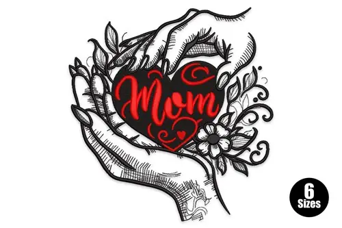 Shop Now Mom Heart Embroidery Design
