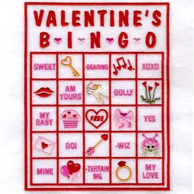 Flash Sale Valentine Bingo Card 1 Embroidery Design
