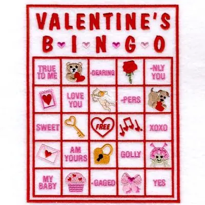 Modern Valentine Bingo Card 9 Embroidery Design