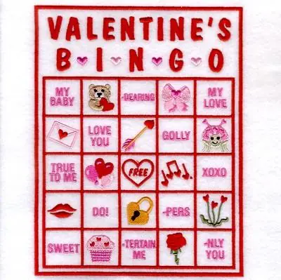 Exclusive Offer Valentine Bingo Card 8 Embroidery Design