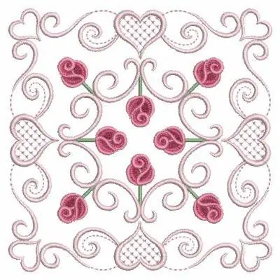 Hot Deal Rose Hearts Quilt Embroidery Design
