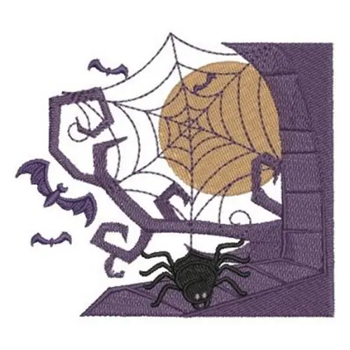 Crafted Halloween Spider Silhouette Embroidery Design