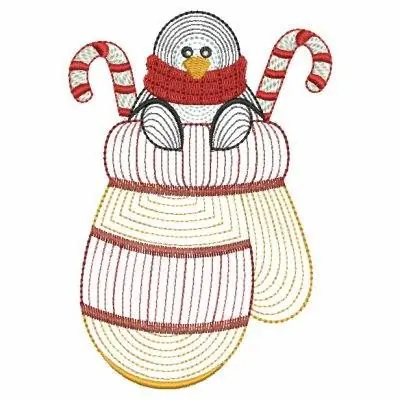 Best Price Penguin In Mitten Embroidery Design