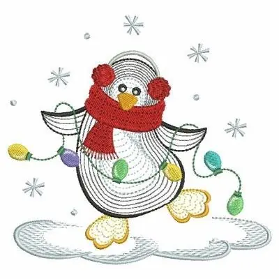 Xmas Penguin Embroidery Design Discount