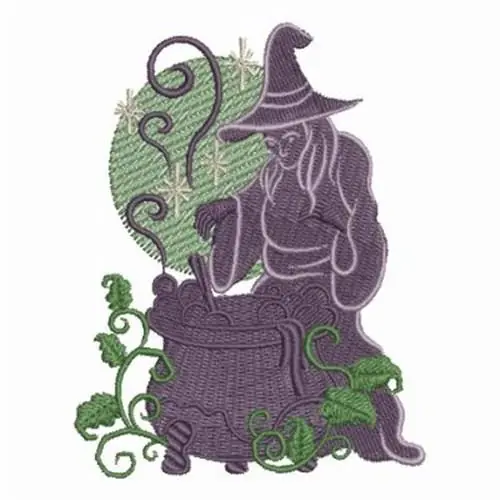 Halloween Witch Silhouette Embroidery Design Free Delivery