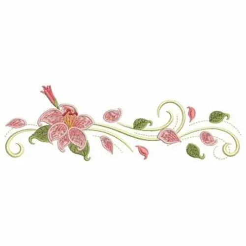 Pink Floral Border Embroidery Design Free Shipping