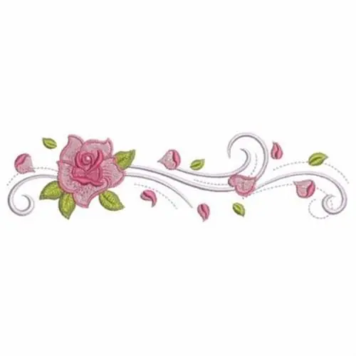 Pink Floral Border Embroidery Design Bargain