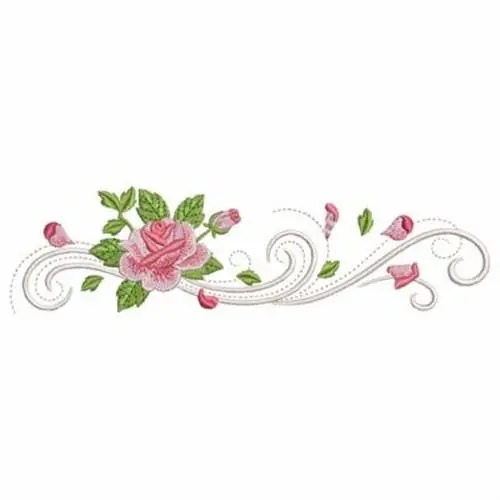 Fast Shipping Pink Floral Border Embroidery Design