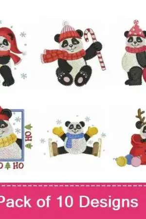 Christmas Panda Embroidery design pack by Ace Points, Embroidery Packs on EmbroideryDesigns.com Fan Favorite